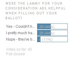 Poll Results; New Poll